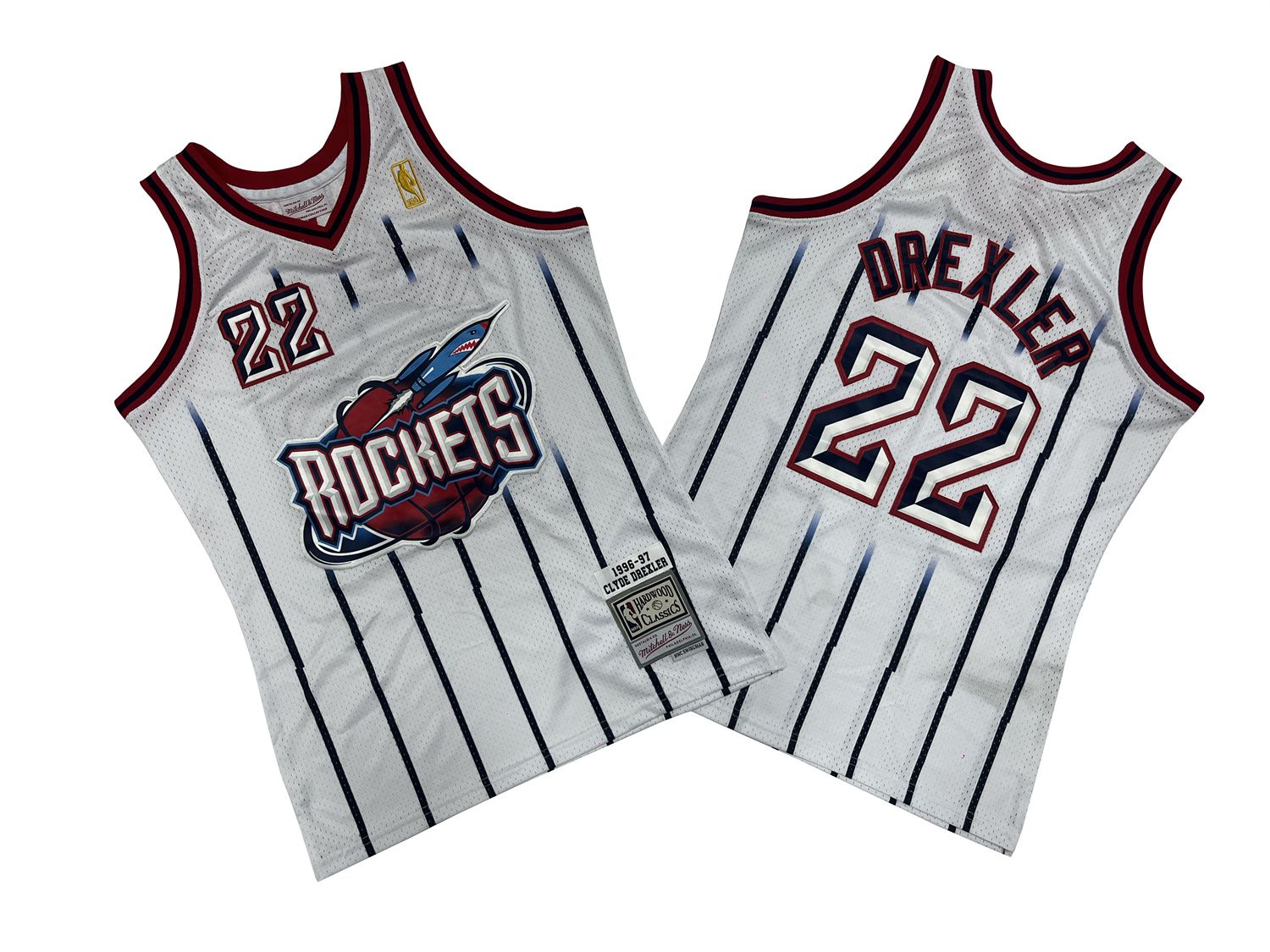 Men Houston Rockets #22 Drexler White Throwback NBA Jersey->houston rockets->NBA Jersey